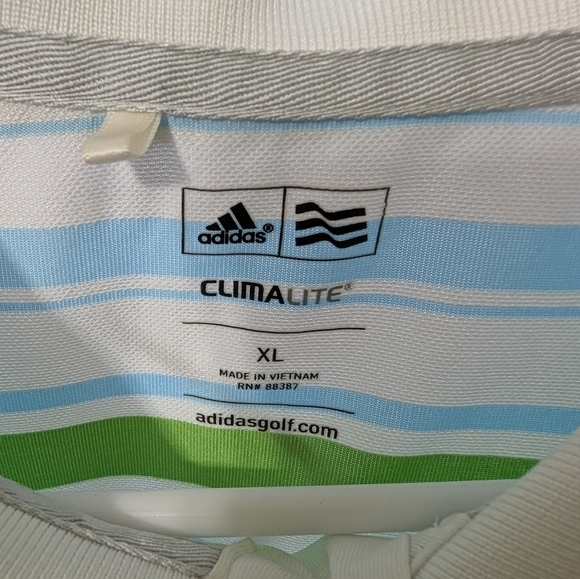 Adidas Climalite Polo in White, Blue, and Green - Picture 2 of 4